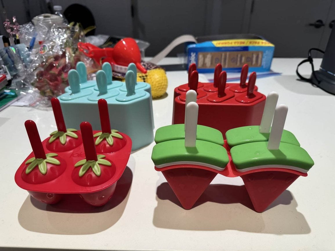 Strawberry and watermelon popsicle moulds
